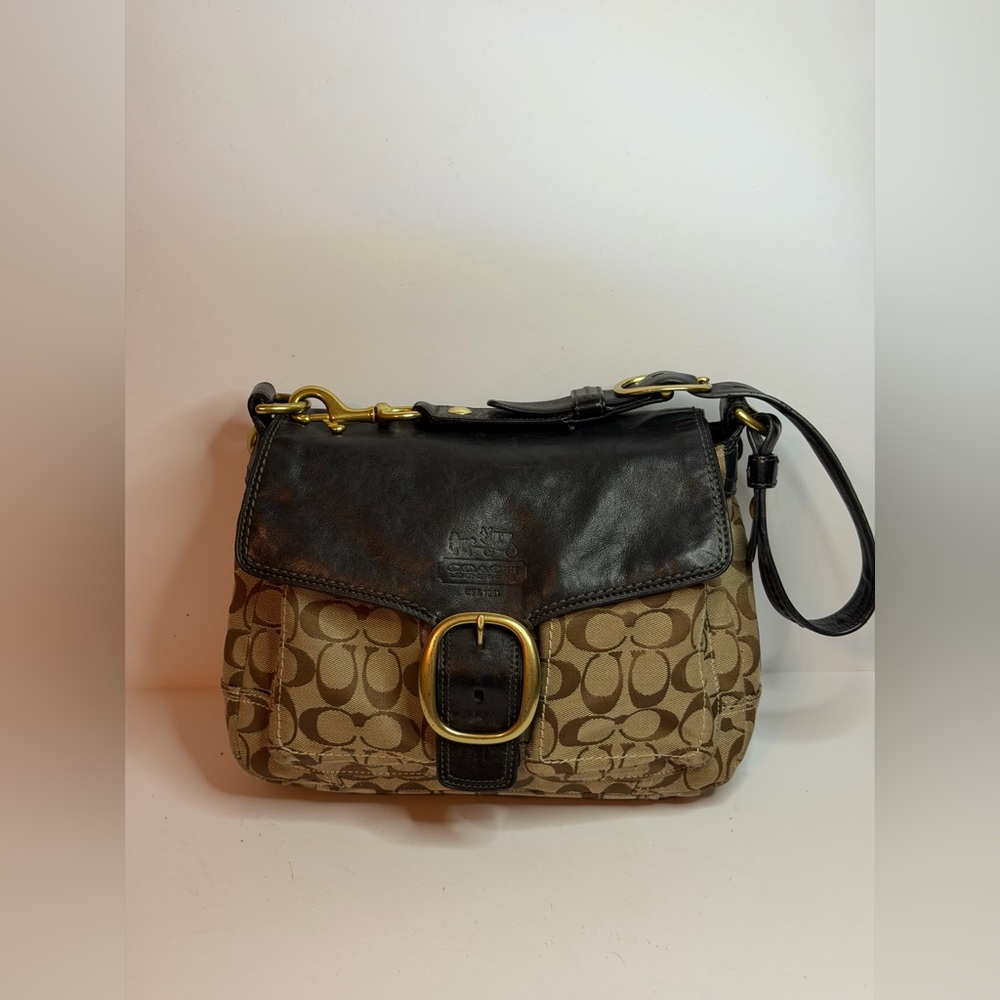 Coach Y2K Bleecker Signature Flap Shoulder Bag Brown/Black